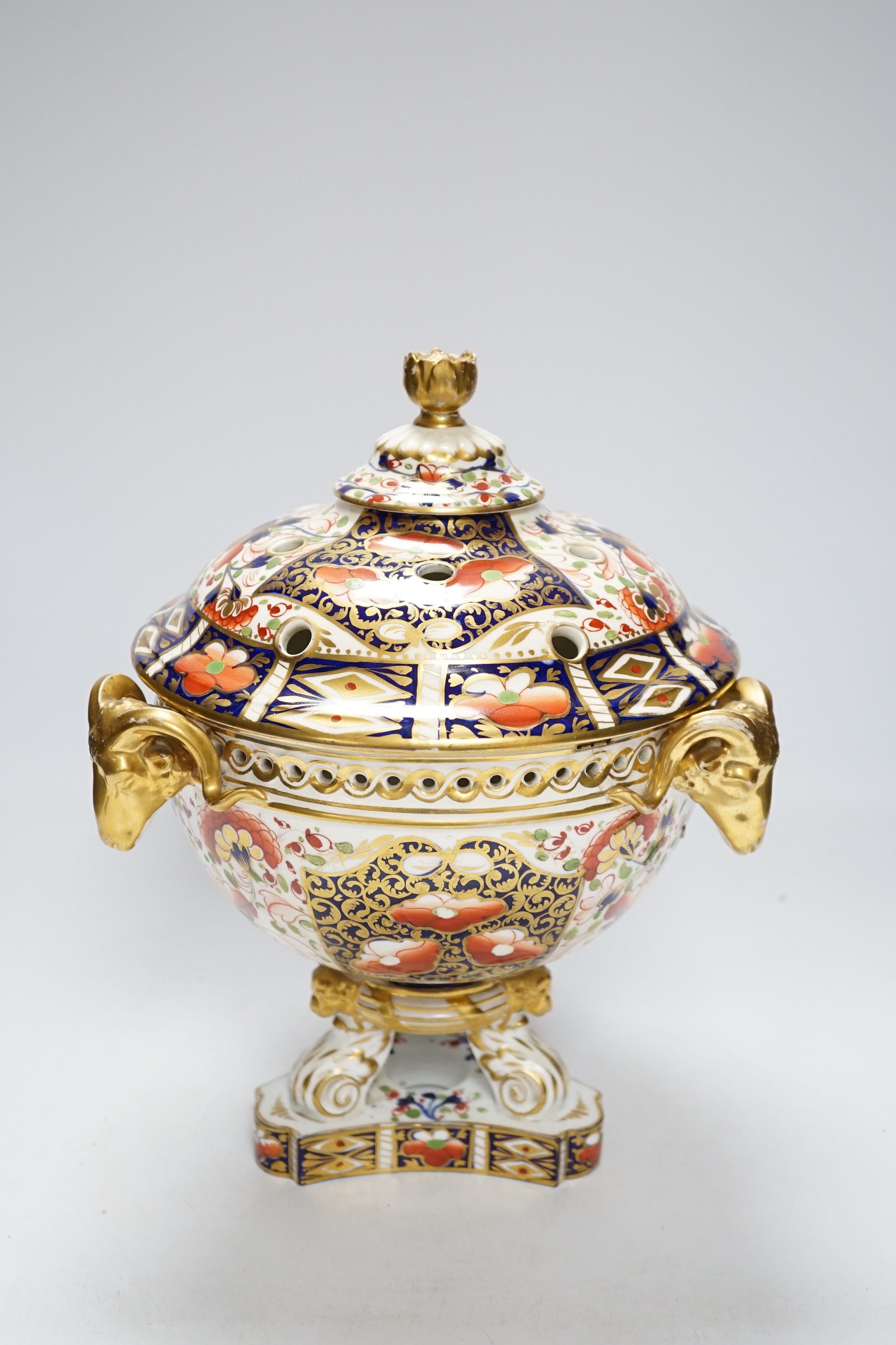 A Crown Derby Imari pattern pot pourri, 30cm